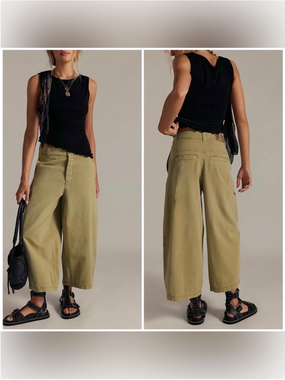 NWT Free People We The Free Lay Down Chino Trousers - aloe green tan - size 4